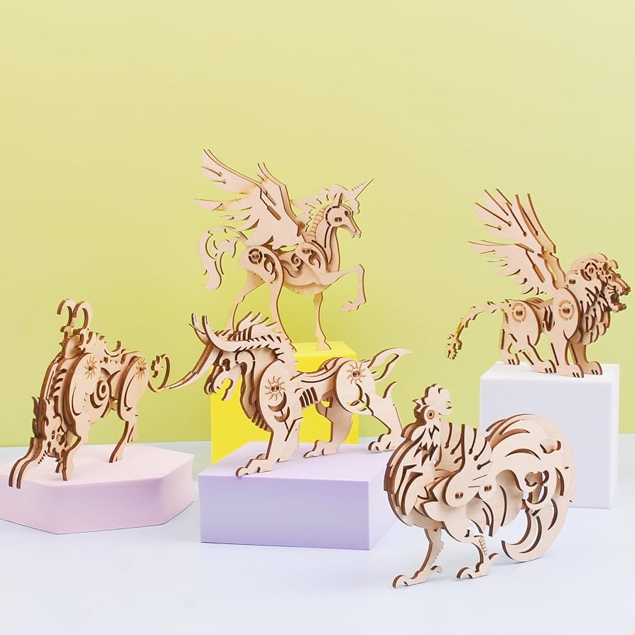 Amazon | (5ピース) 3D木製パズル 動物組み立てクラフトモデル
